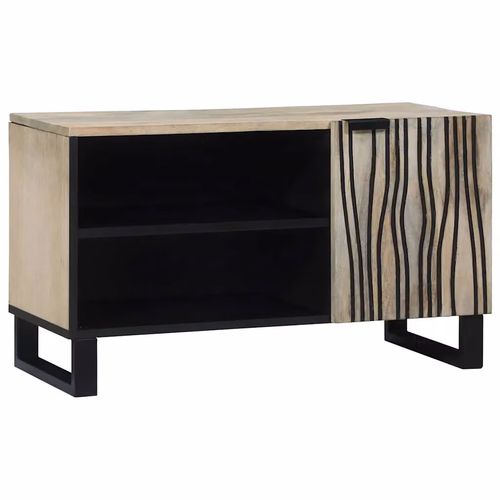 Unità TV moderna vidaXL in legno e metallo, colore bianco, L 80 cm x P 33 cm x H 46 cm