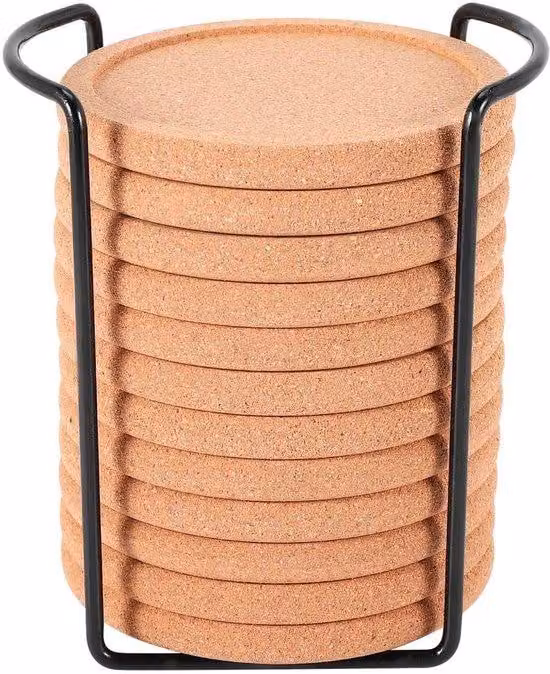 Sottobicchieri in sughero con base rustica, resistenti al calore e all'acqua, 6 pezzi