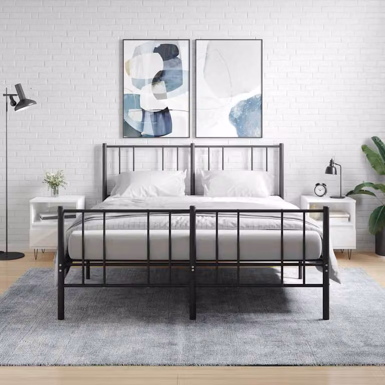 Set di 2 comodini vidaXL bianchi lucidi in legno per camera da letto L 40 cm x P 35 cm x H 50 cm