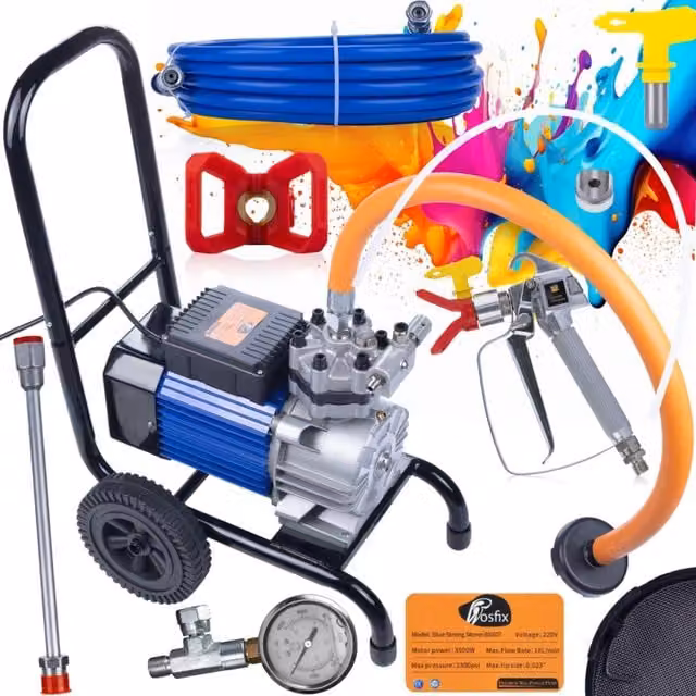 Pompa Airless Rosfix Strong Storm SS07 Blu in Acciaio Inox con Lancia di Estensione, Motore 3500W, 22MPa, 18L/min – 1