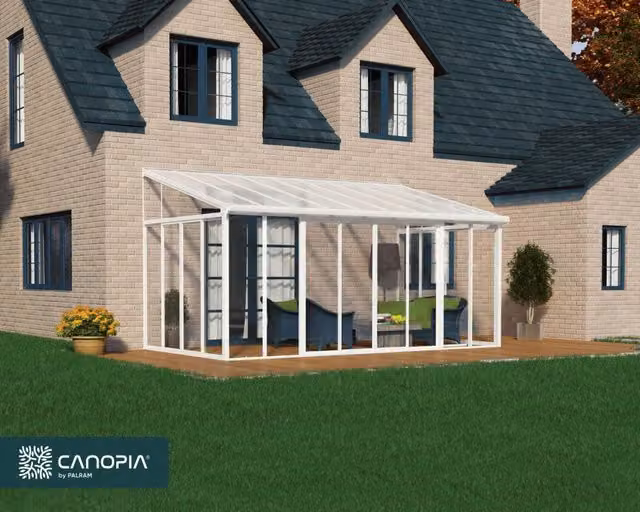 Pergola Chiusa Palram San Remo in Alluminio e Policarbonato Bianco L: 5.6 m, P: 3 m – 1