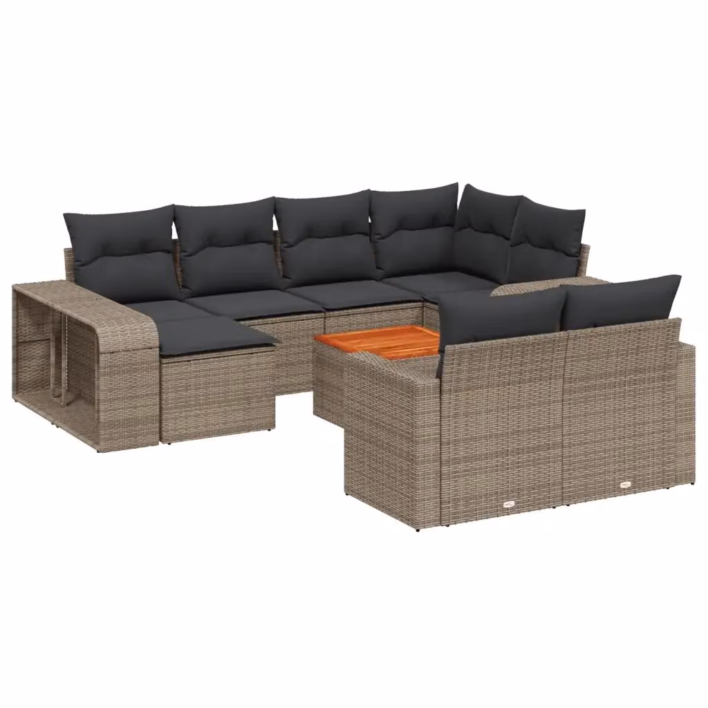 Set di divani da giardino vidaXL 11 pz in polyrattan grigio con cuscini e tavolino coordinato – 2