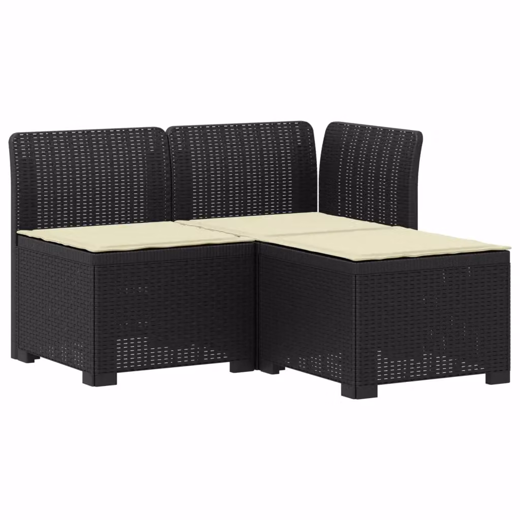 Divano da giardino a 3 posti vidaXL con cuscini in look rattan e coperture rimovibili, disponibile in antracite, beige o nero – 2