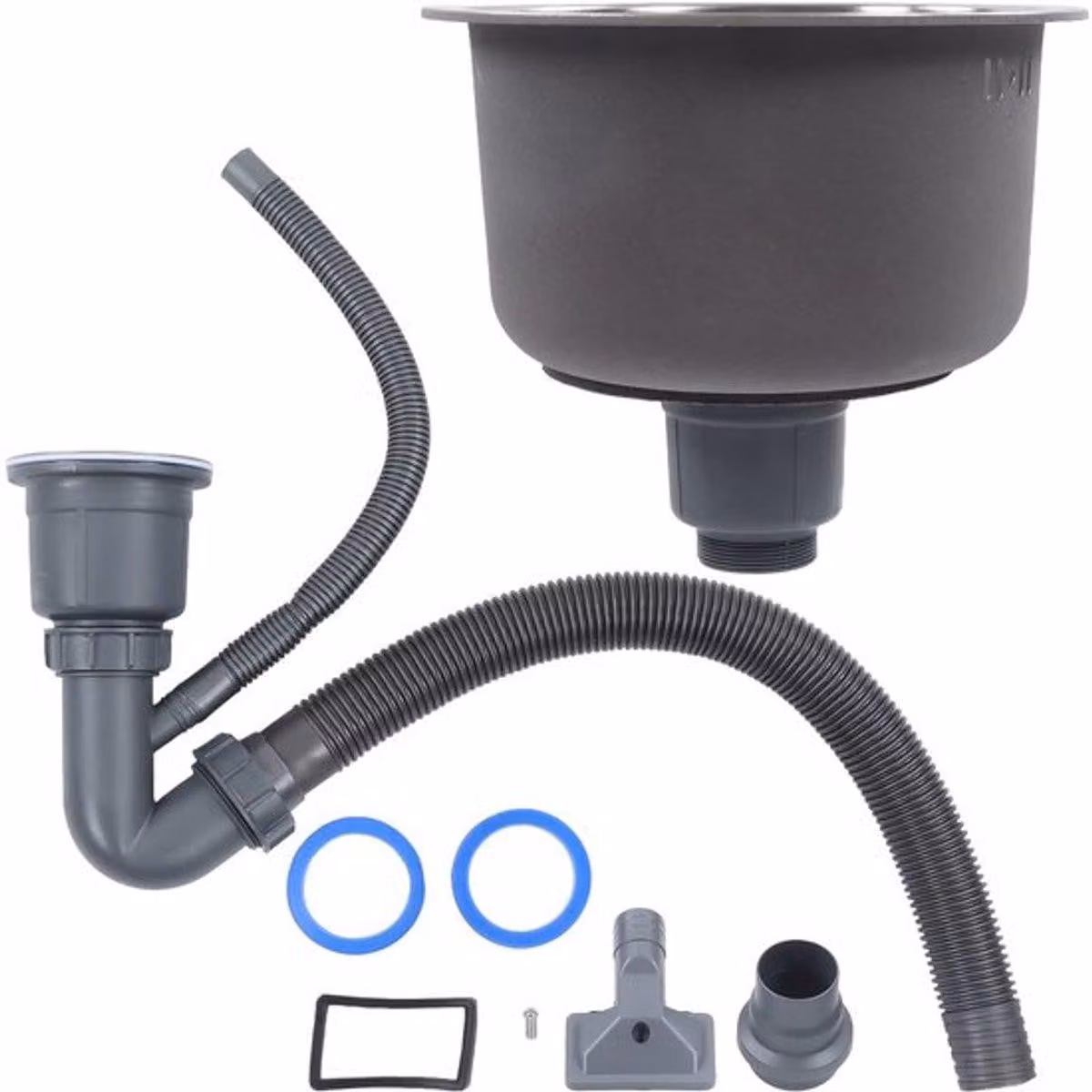 Lavello in acciaio inossidabile da 30 cm - Lavabo rotondo - Con attacco per lo scarico - Resistente agli schizzi - Elevata capacità - Previene gli schizzi - Lavello