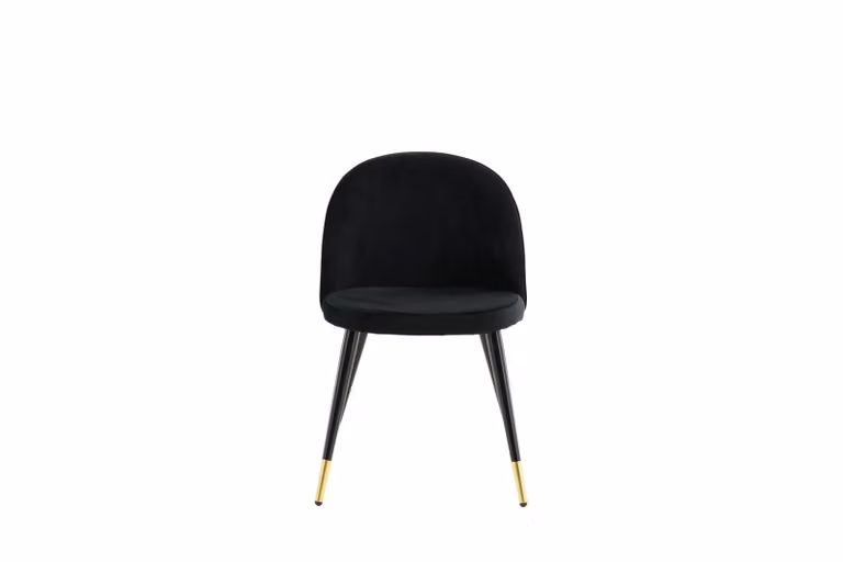 Sedia da pranzo in velluto, nero, decori in ottone.