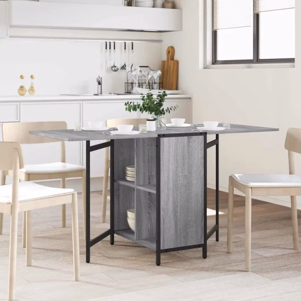 Tavolo da pranzo e cucina moderno rettangolare in legno MDF laminato grigio L: 144 cm, P: 60 cm, H: 75 cm – 2