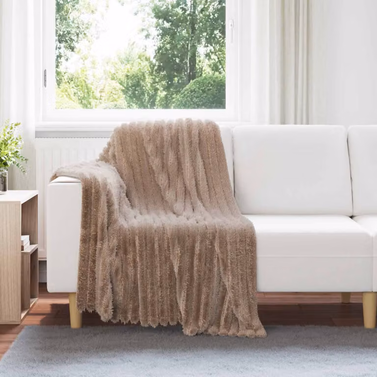 Set di 6 coperte in pile vidaXL color beige, morbide e facili da curare, L 150 cm x P 130 cm