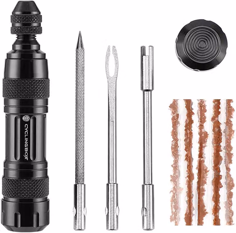 Kit di riparazione per pneumatici tubeless, adatto per mountain bike e bici da corsa, set di strumenti, kit di riparazione pneumatici