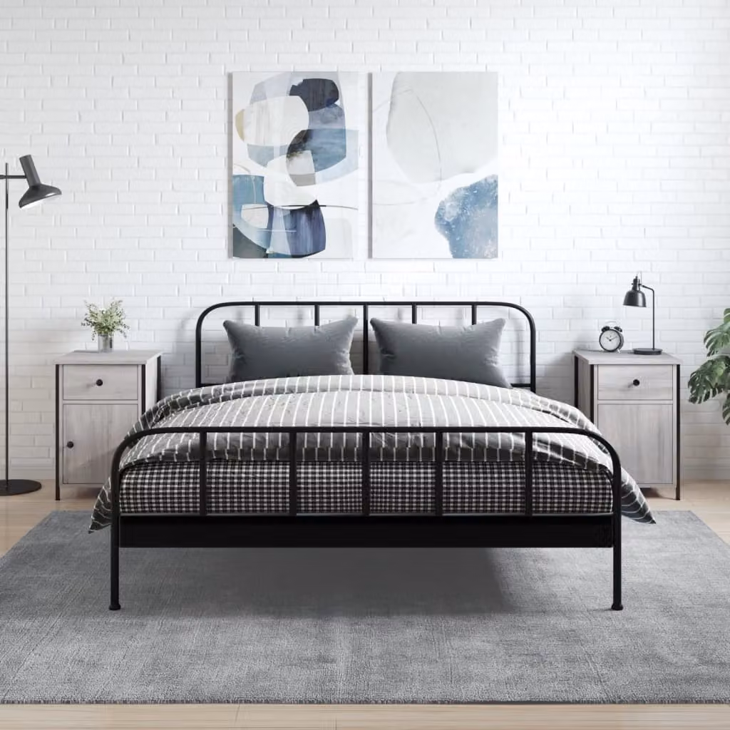 Set di 2 comodini vidaXL moderni in legno e metallo, colore grigio, da appendere alla parete, L 40 cm x P 42 cm x H 60 cm