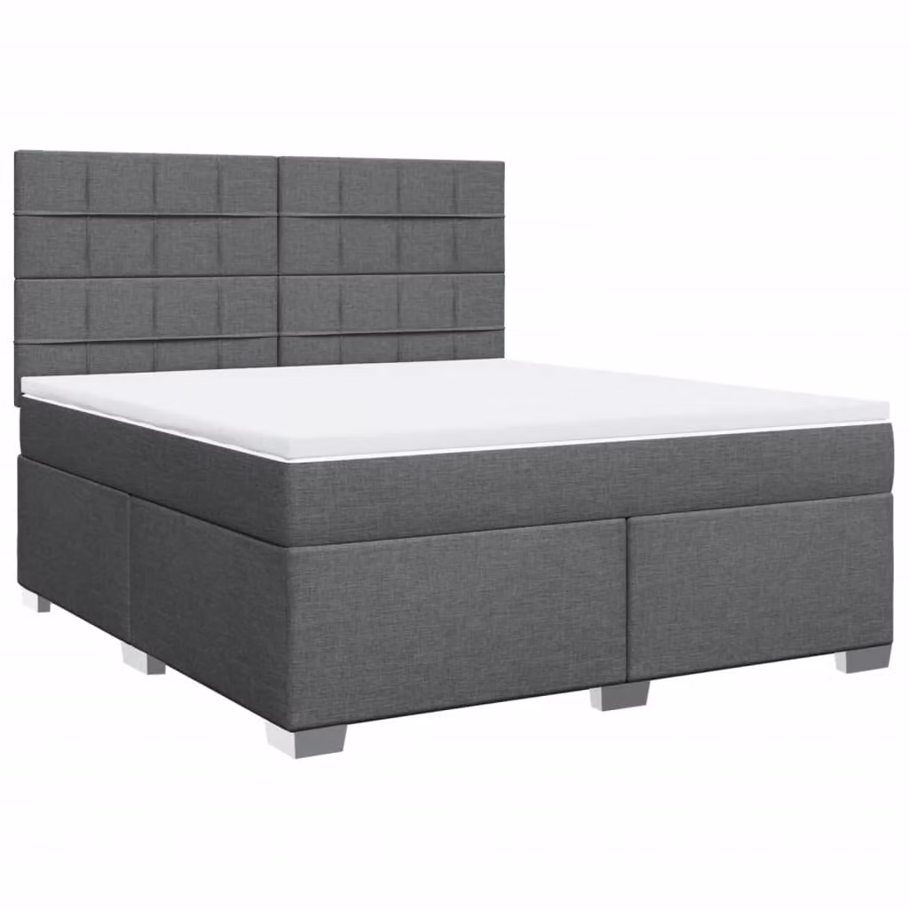 Giroletto a Molle con Materasso Grigio Scuro 180x200 cm Tessuto