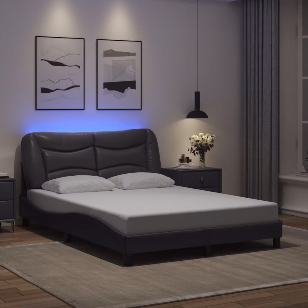 vidaXL Giroletto Hvar Grigio con LED e porta USB, L/P/H: 120 x 200 cm – 1