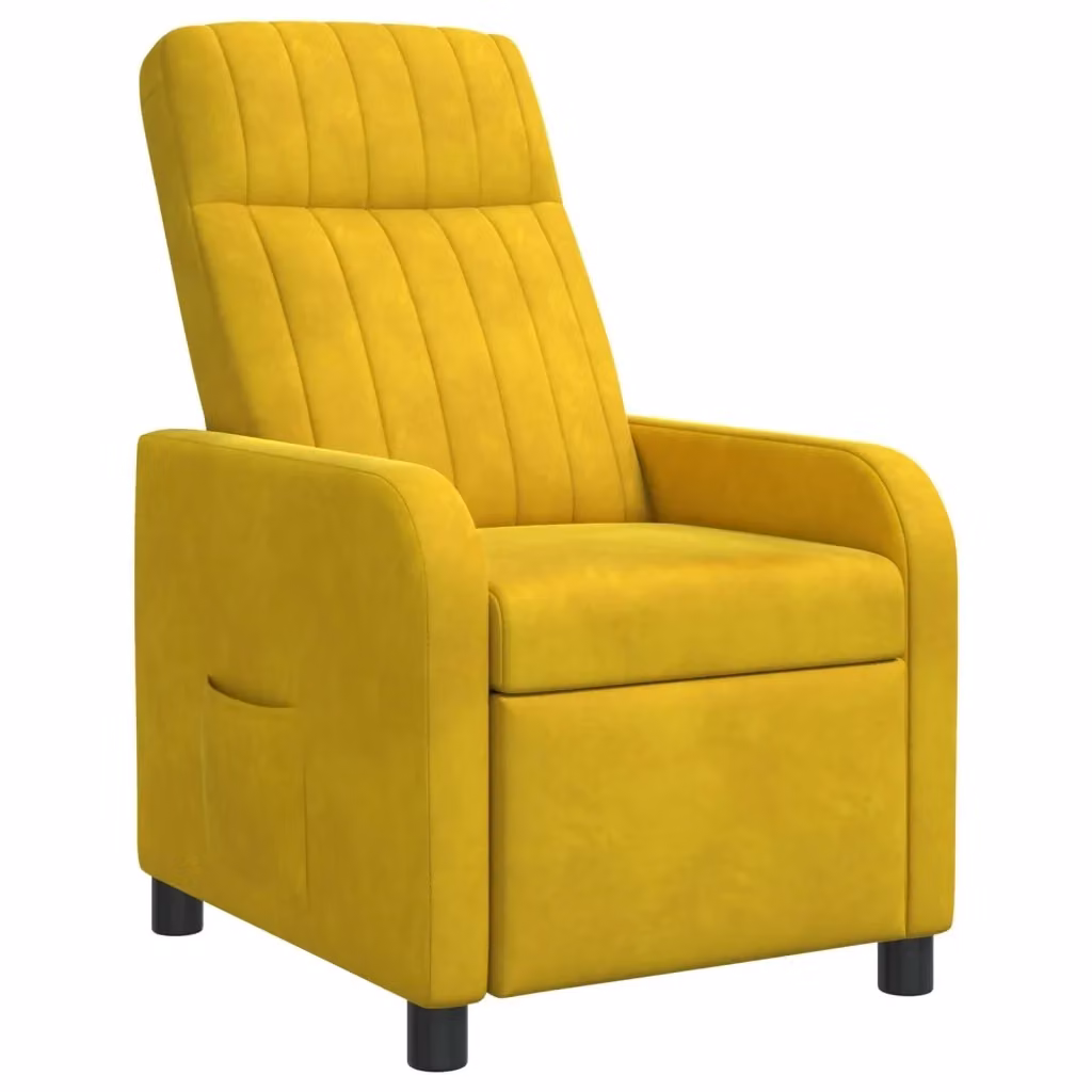Poltrona reclinabile relax in velluto giallo con braccioli e leva manuale per il tuo soggiorno o ufficio in casa – 2