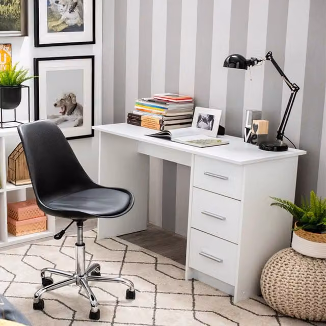 Scrivania DMORA con ripiano Bianco L: 121 cm, P: 50 cm, H: 74.5 cm