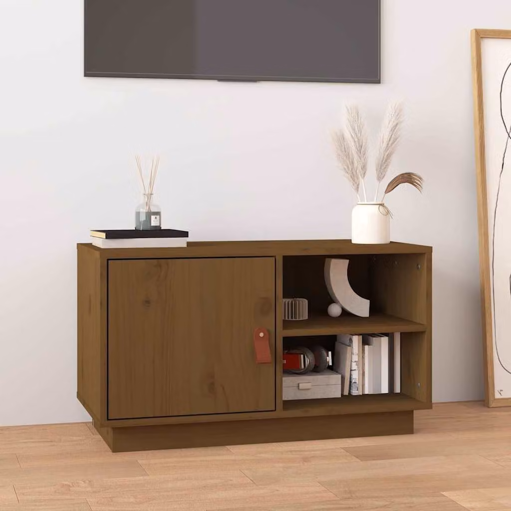 Mobile Porta TV vidaXL in Legno di Pino Massello, Colore Marrone, L 70 x P 34 x H 40 cm