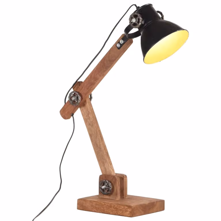 The Living Store Lampada da scrivania in stile industriale nero rotonda 58x18x90 cm E27