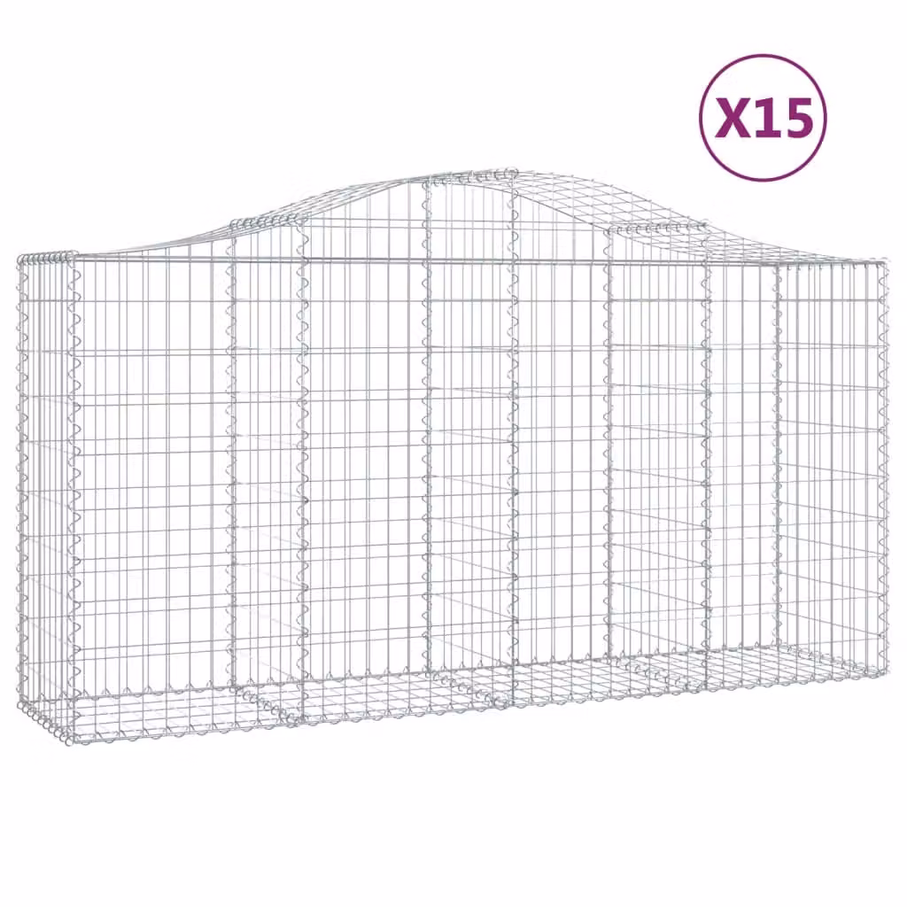 Cesti Gabbioni ad Arco 15 pz 200x50x100/120 cm Ferro Zincato