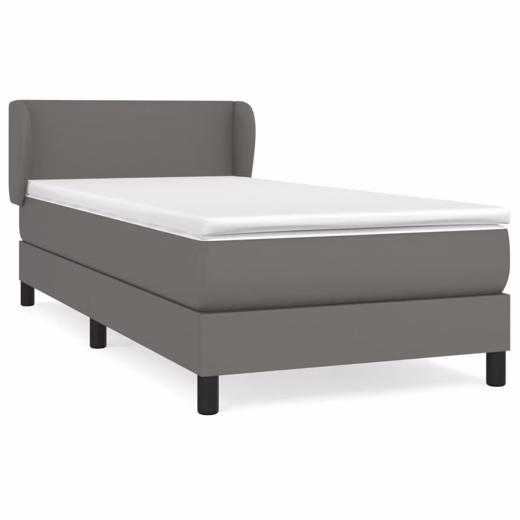 Giroletto a Molle con Materasso Grigio 100x200 cm in Pelle finta