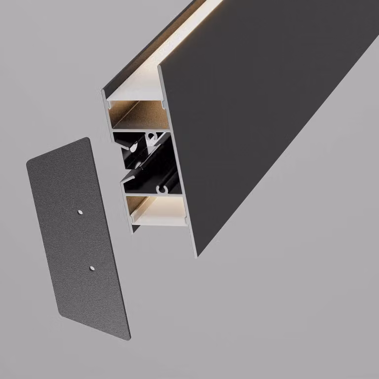 ARELUX PRF103, set di profilo da 2 metri per strisce LED (luce diretta e indiretta), completo di diffusore e 2 tappi terminali - Biela