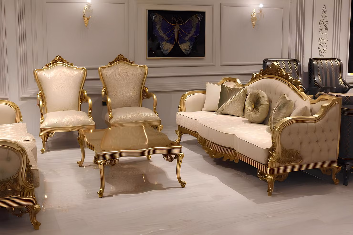 DesignerSofagarnitur 3+3+1 Sitzer Couch Polster Sitzgarnitur Klassische Set