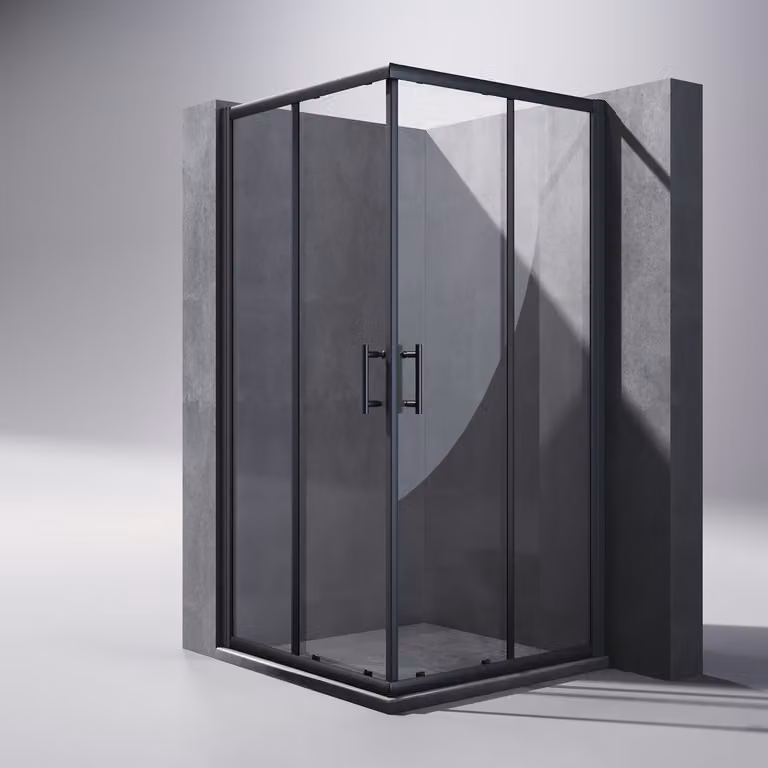 SONNI 120x120x195cm nero angolo doccia porta scorrevole cabina doccia doppia porta doccia angolo ingresso ESG vetro doccia cabina doccia