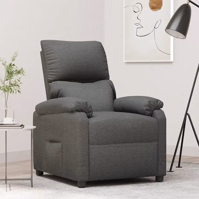 Poltrona Reclinabile Relax vidaXL in Tessuto Grigio con Braccioli e Regolazione Manuale – 1