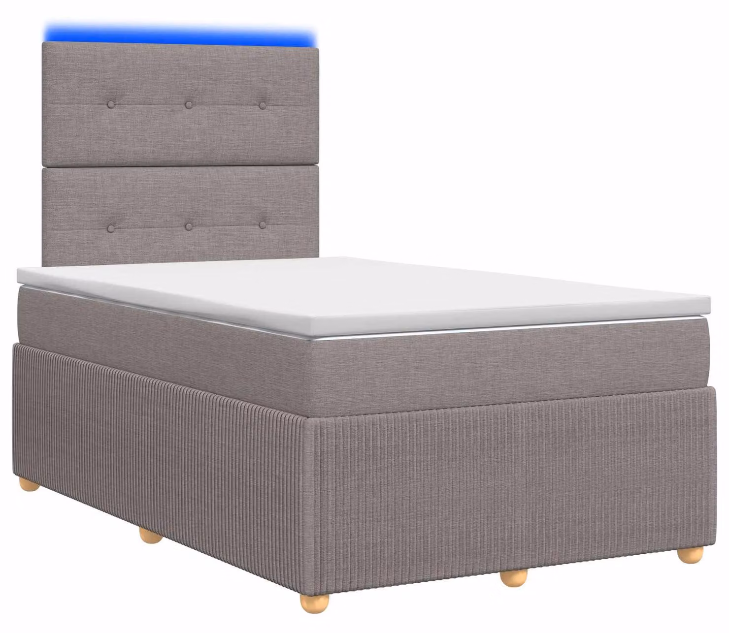 Letto boxspring LED con materasso Taupe 120 x 200 cm Tessuto