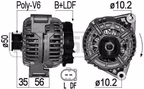 ERA 209214A Alternatore 120 A 14 V compatibile con MERCEDES-BENZ Classe C Berlina (W203), Classe C Station Wagon (S203) e VITO (W639) SLK