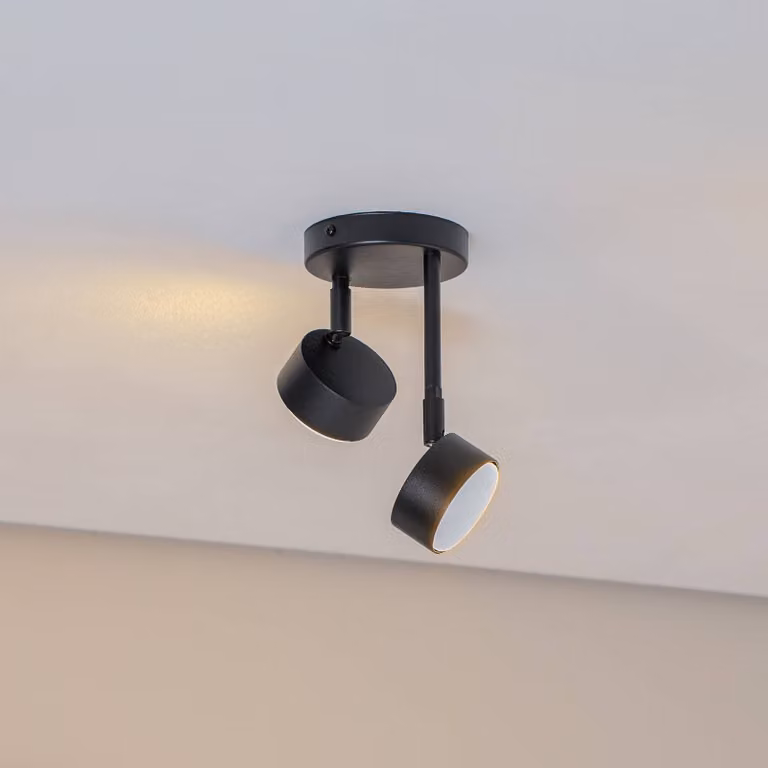 Faretto da soffitto Nemo, 21 cm, a 2 luci, nero, orientabile, GX53 Nemo SIGMA, dimmerabile, Nero, Soggiorno / Sala da pranzo, Metallo, Faretto