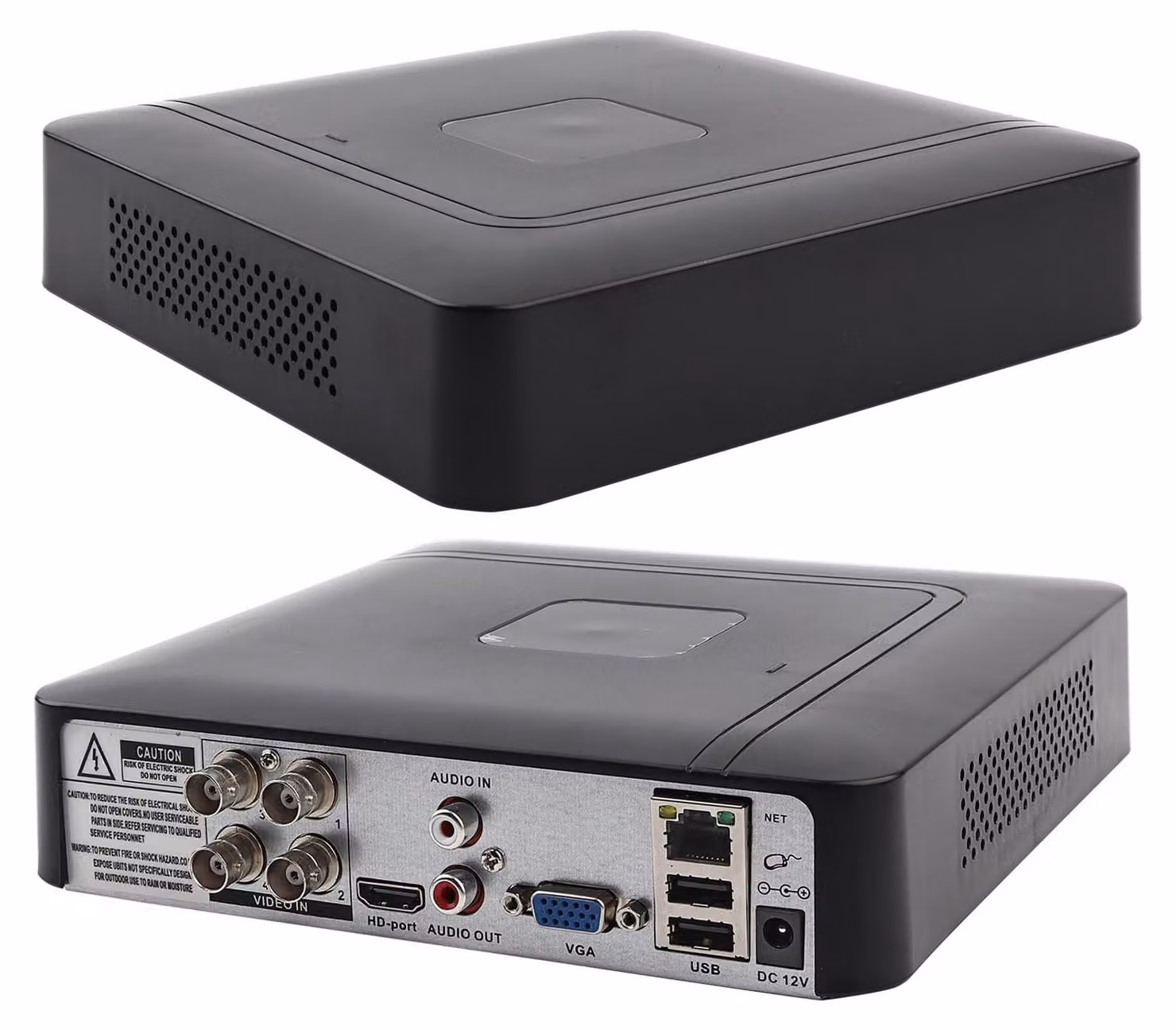 Registratore video per sistemi di sicurezza - Sistema CCTV a 4 canali (4CH) - Capacità di archiviazione di 8 TB - Connessioni HDMI, USB e VGA - Compatibile con telecamere DVR AHD, CVI e TVI