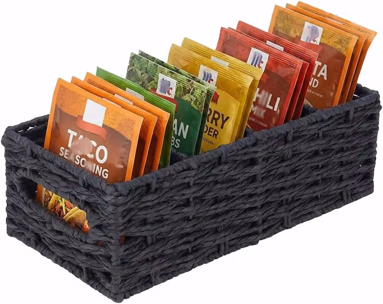 Organizzatore per erbe aromatiche con 4 scomparti, aspetto intrecciato, dotato di maniglie, ideale per la cucina