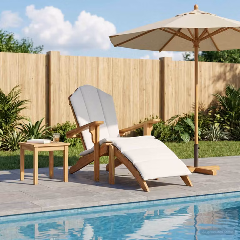 Sedia Adirondack da giardino con poggiapiedi vidaXL in legno di teak disponibile in marrone o bianco