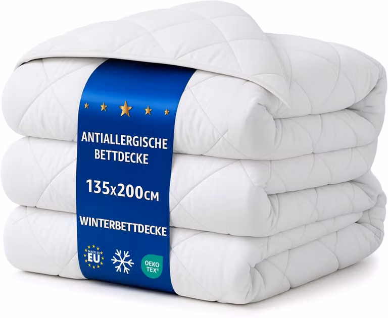 Copertura per letto in microfibra, 135 x 200 cm, bianca, adatta per tutto l'anno