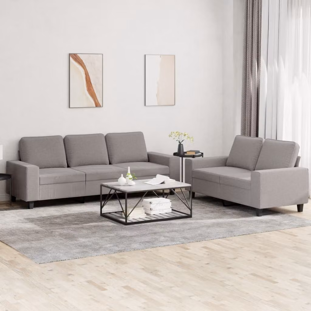 Maison Exclusive - Set divano a 2 posti in tessuto color taupe