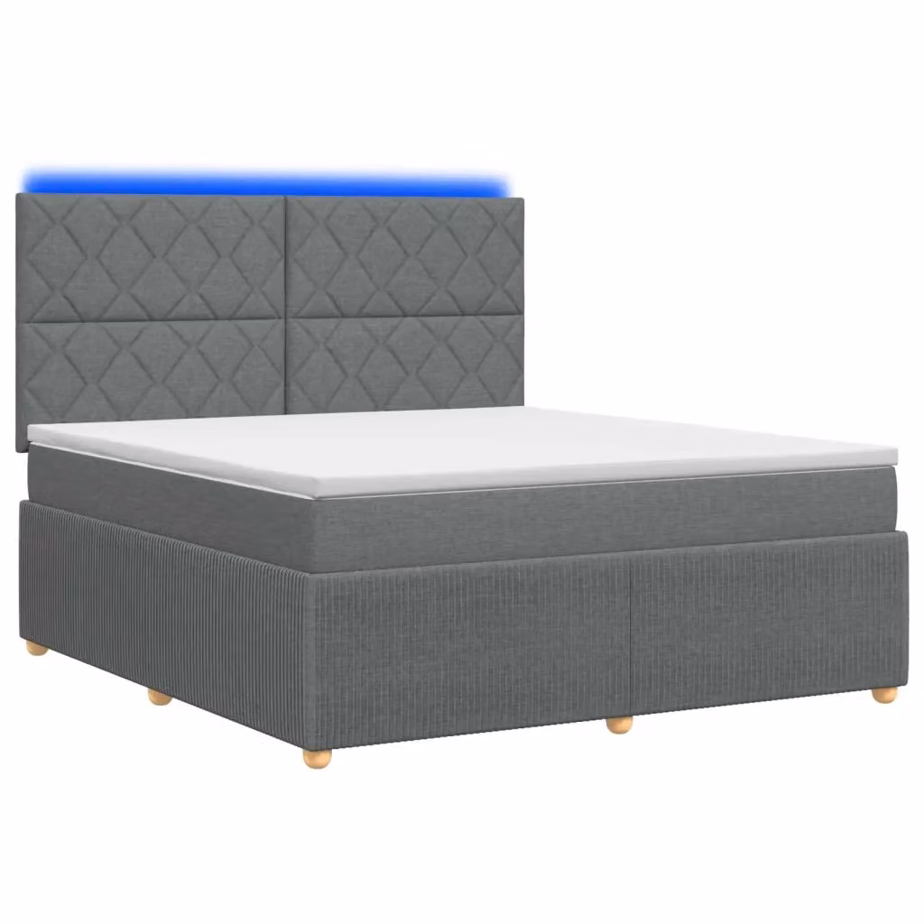Letto Box Spring Hybrid vidaXL con Materasso e Illuminazione LED, Grigio e Bianco, L/P: 140 x 190 cm – 2
