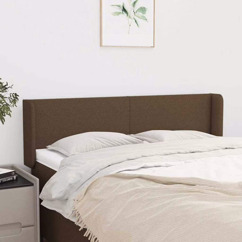 Testiera ad orecchio vidaXL in tessuto marrone scuro L: 147 cm, P: 16 cm, H: 78-88 cm