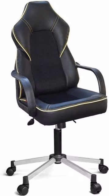 Poltrona ufficio gaming Lidya nera con bordino giallo