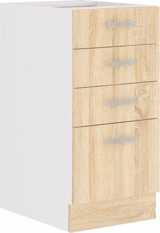 Armadietto da cucina con cassetti SABRYA - larghezza 40 cm, rovere sonoma / bianco