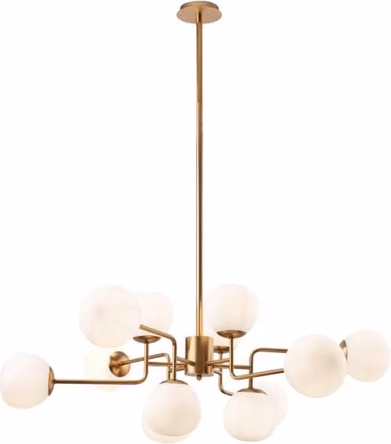 Lampadario Moderno a Sospensione GIORDANOSHOP in Metallo e Vetro Oro/Ottone e Bianco con Altezza Regolabile