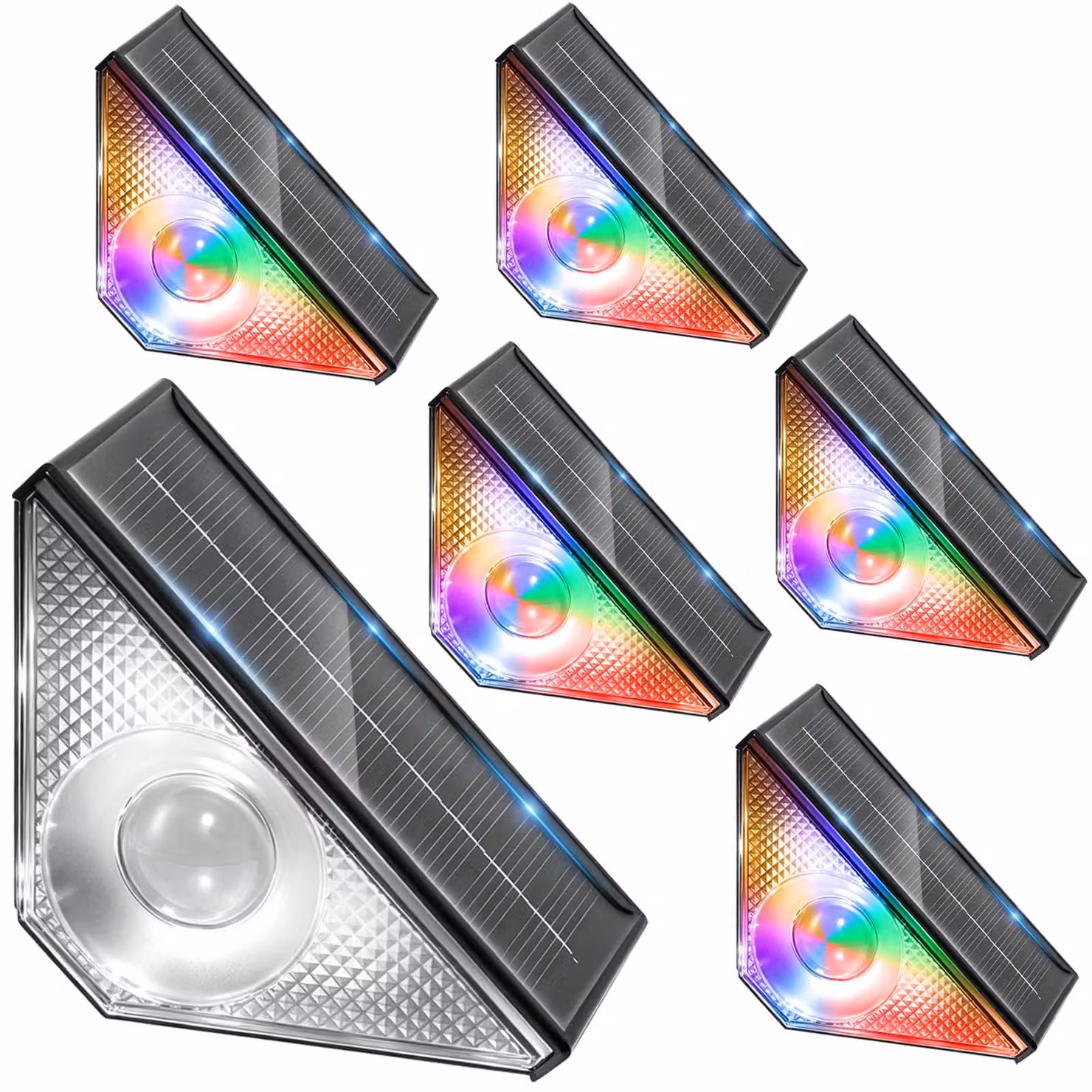 Set di 6 luci solari per scale, RGB, grado di protezione IP65, impermeabili