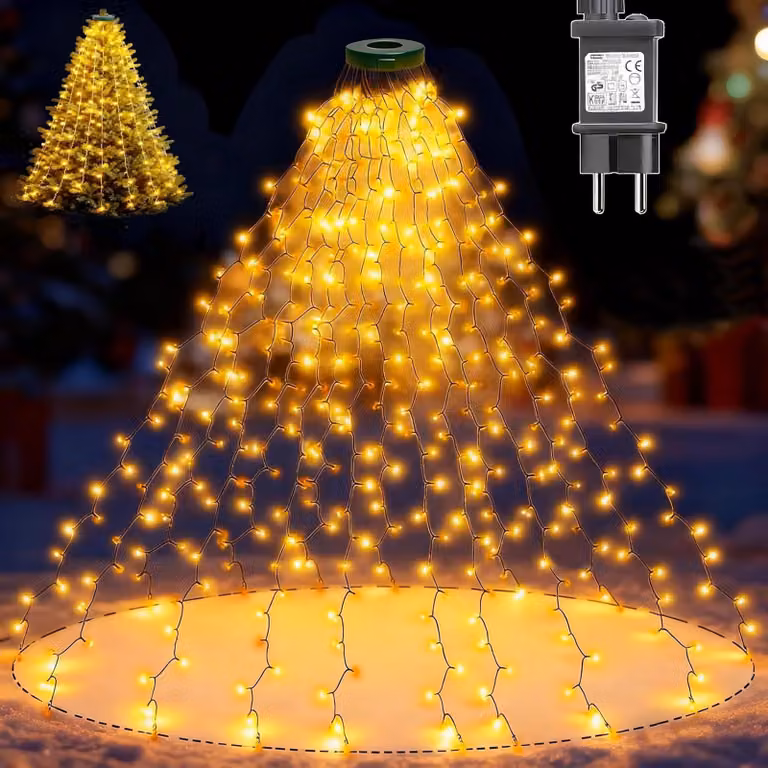 Catena luminosa per albero di Natale, 400 LED, 2 metri, luce bianco caldo, grado di protezione IP44