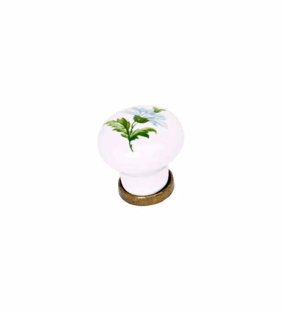 Pomolo Porcellana Bronzo Decorato Mm.27 Pz.2