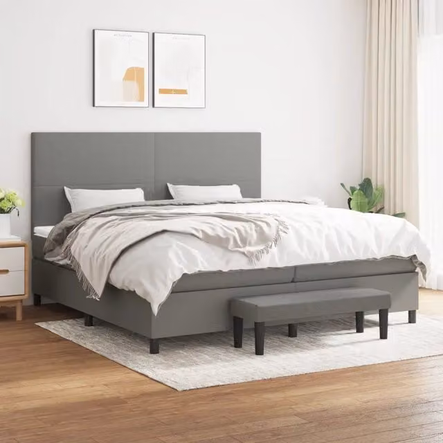 Letto Ibrido con Materasso vidaXL Grigio e Bianco L: 200 cm, P: 200 cm, H: 28 cm – 1
