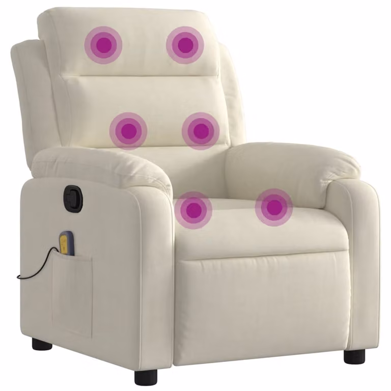 SYFAX™ Poltrona Massaggiante Reclinabile Crema in Velluto