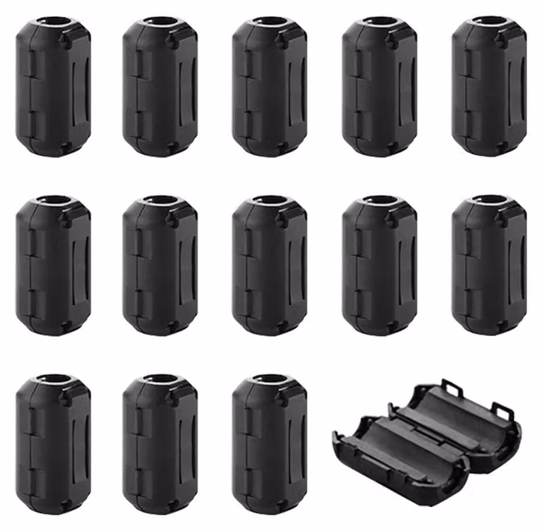 14 nuclei ferromagnetici, soppressori di interferenze RFI/EMI, clip per cavi, 9 mm