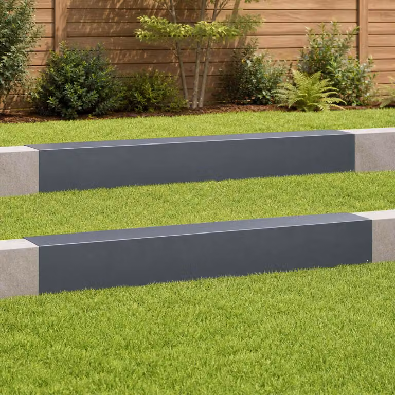 Set di 2 profili di copertura per giardino vidaXL in acciaio color antracite, L 100 x P 15 x H 15 cm