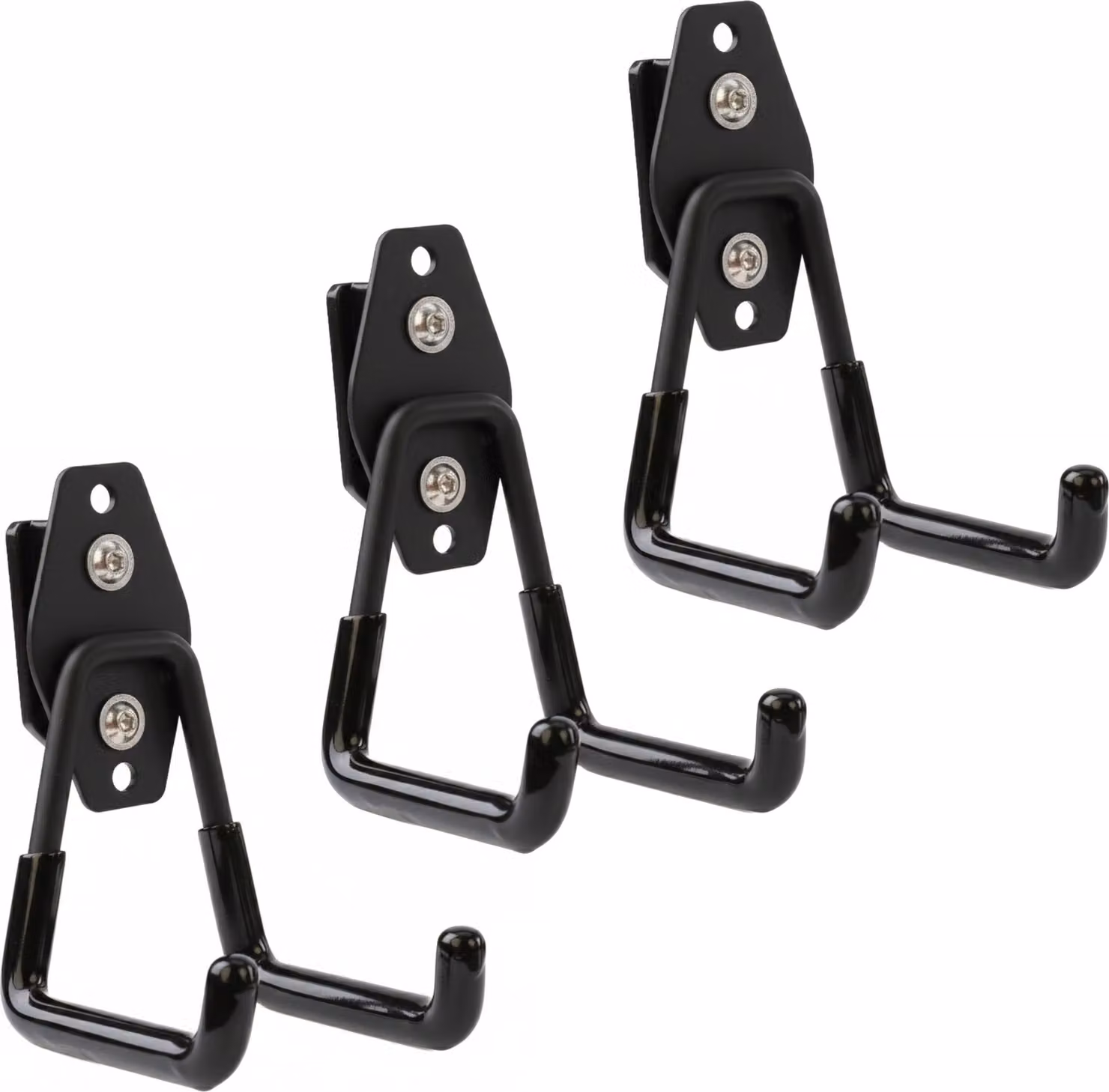 Set di 3 ganci portautensili BOTLE per sistema di valigette Qbrick "lineari" 7 cm, robusti con rivestimento in PVC, per garage, officina, capanno, ganci doppi, portata fino a 40 kg, per prolunghe