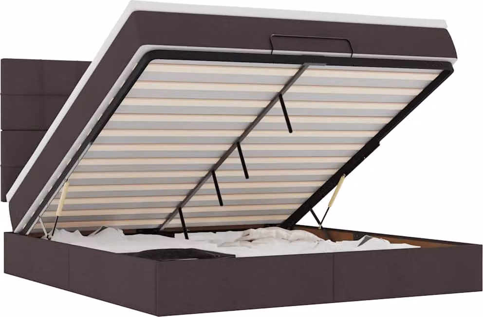 vidaXL Ottoman letto con materasso marrone scuro 180x200 cm tessuto