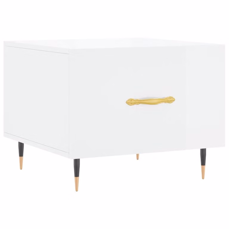 Tavolino da Salotto Bianco Lucido 50x50x40 cm Legno Multistrato