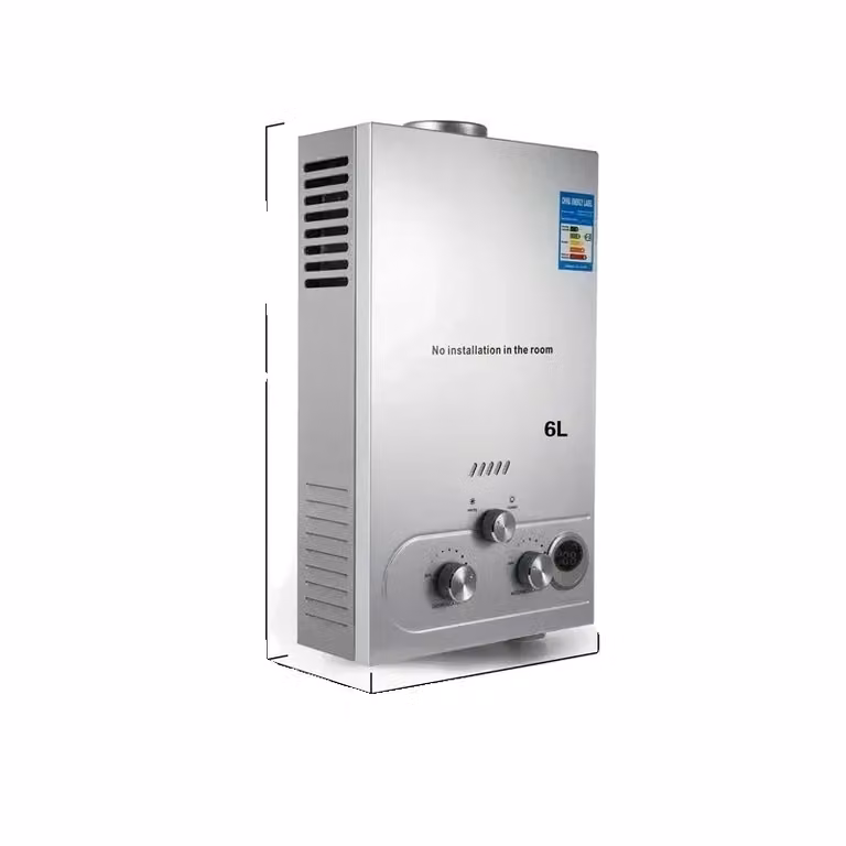 Scaldabagno a GPL, design a scaldabagno istantaneo portatile, protezioni multiple di sicurezza, uscita 8-18L/min, 217" x 118" x 59"