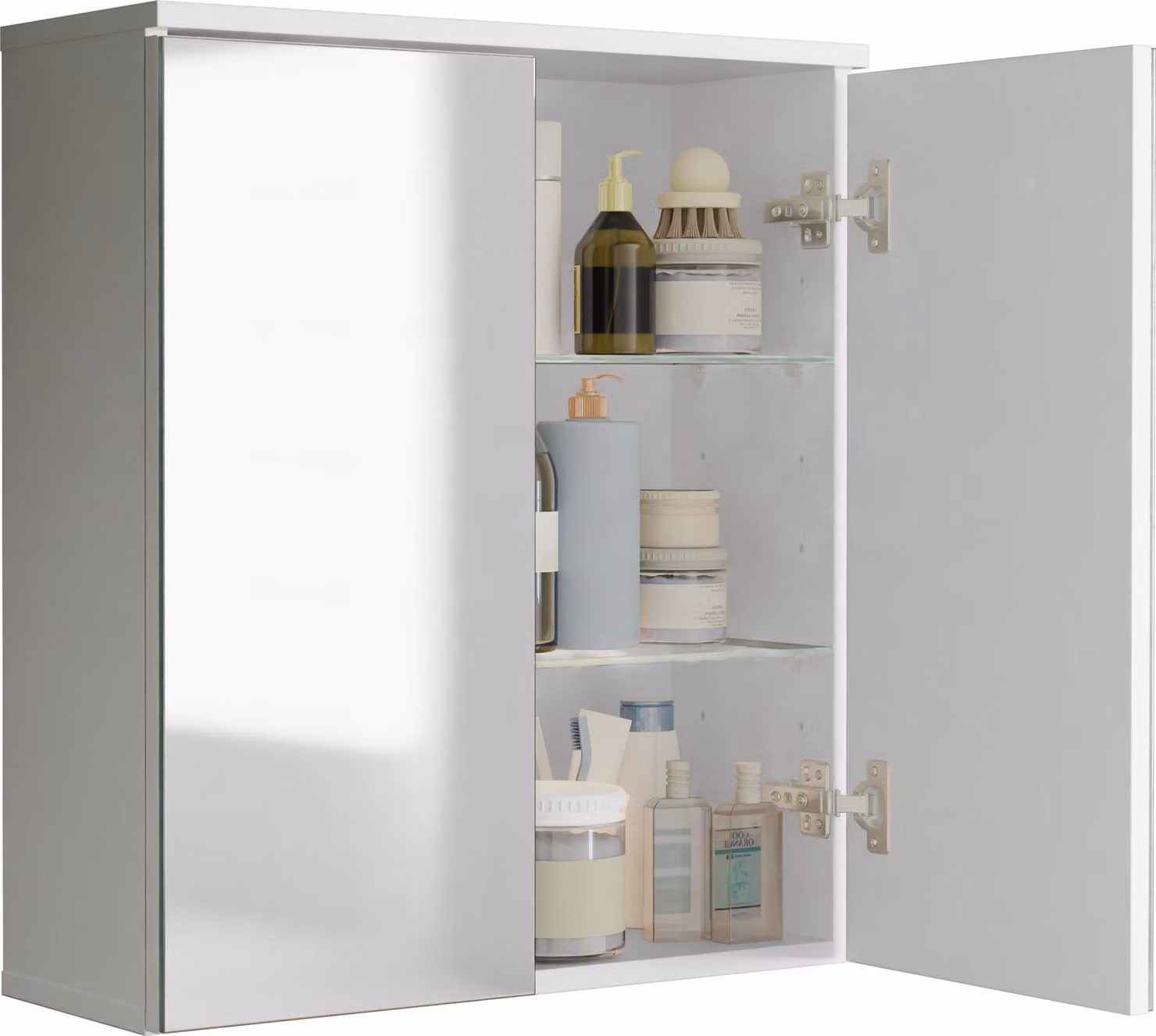 Armadio bagno - armadio a specchio senza tempo con spazio di archiviazione sufficiente, dimensioni ca. H. 61 x W. 54 x D. 20 cm, pratica soluzione di stoccaggio per il bagno, Nilari